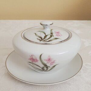Vintage Grantcrest China Pink Orchid Pattern Sugar Bowl With Lid Made in Japan